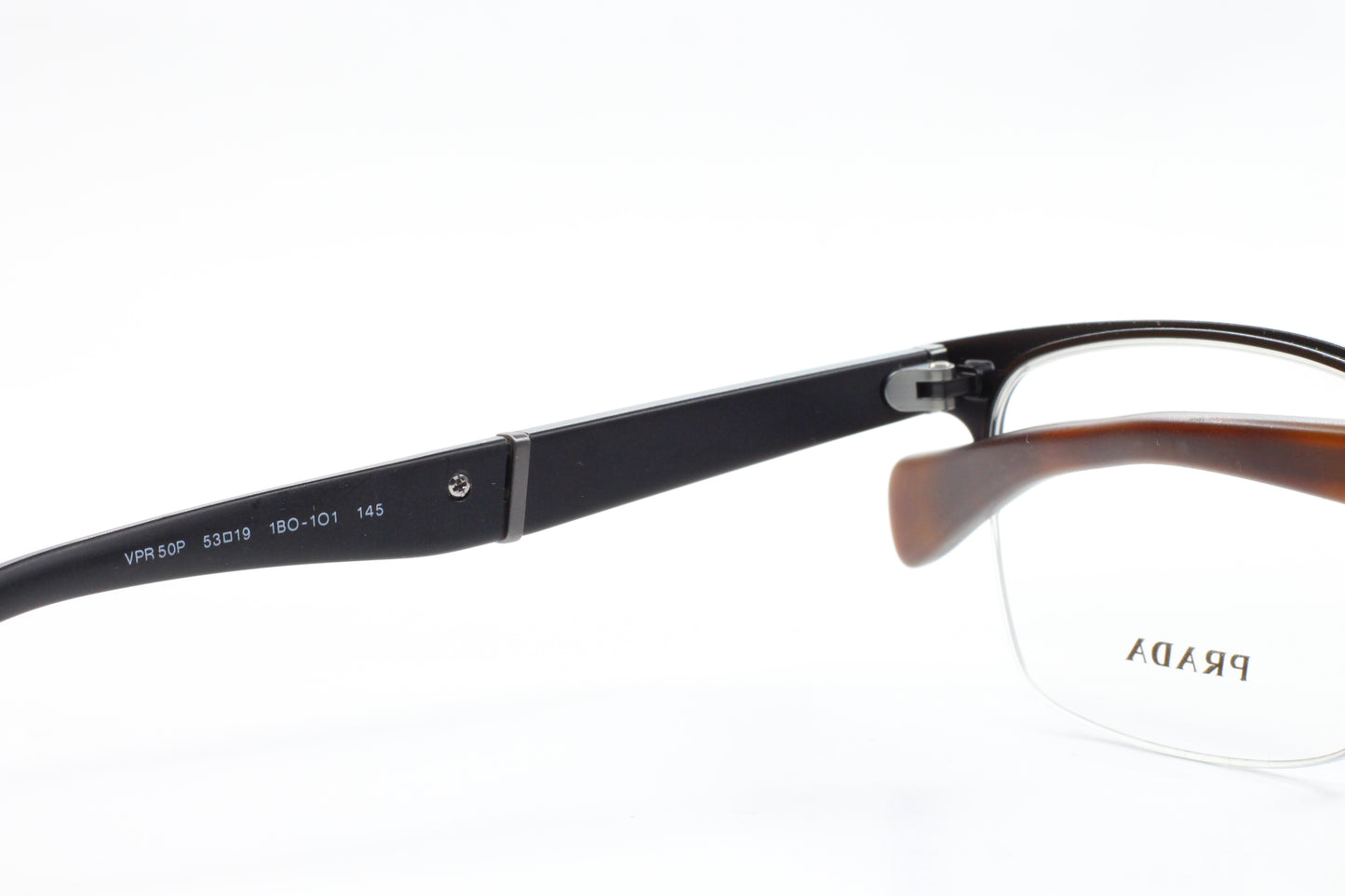 Prada VPR50P 1BO-1O1 Matte Black Woodgrain Luxury Italy Eyeglasses -Ma