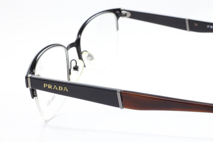 Prada VPR50P 1BO-1O1 Matte Black Woodgrain Luxury Italy Eyeglasses -Ma