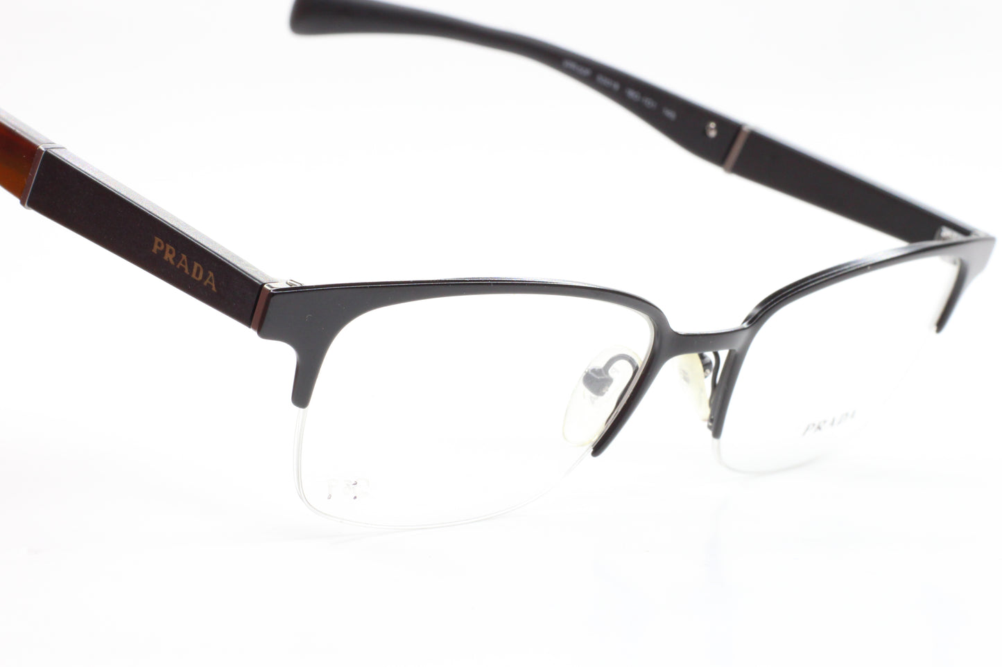 Prada VPR50P 1BO-1O1 Matte Black Woodgrain Luxury Italy Eyeglasses -Ma