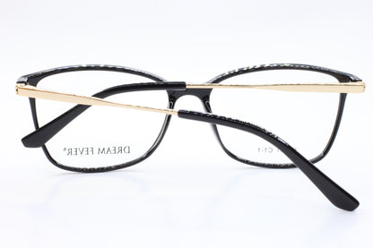 Dream Fever K7011 Black Gold Acetate Designer Italy Eyeglasses -Wo