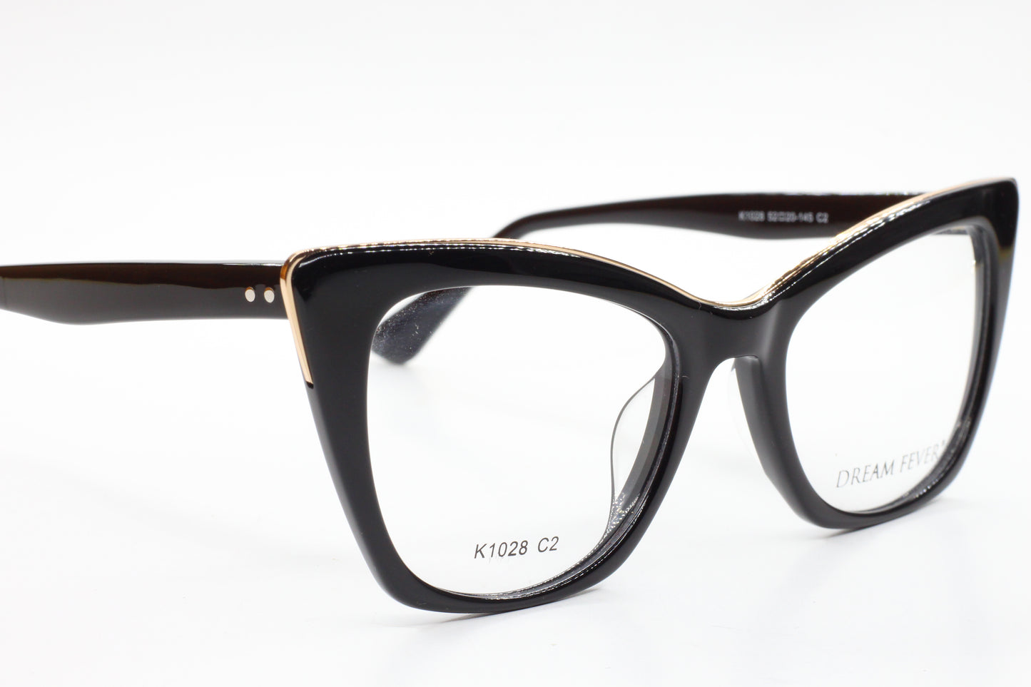 Dream Fever K1028 Black Cat Eye Acetate Designer Italy Eyeglasses -Wo