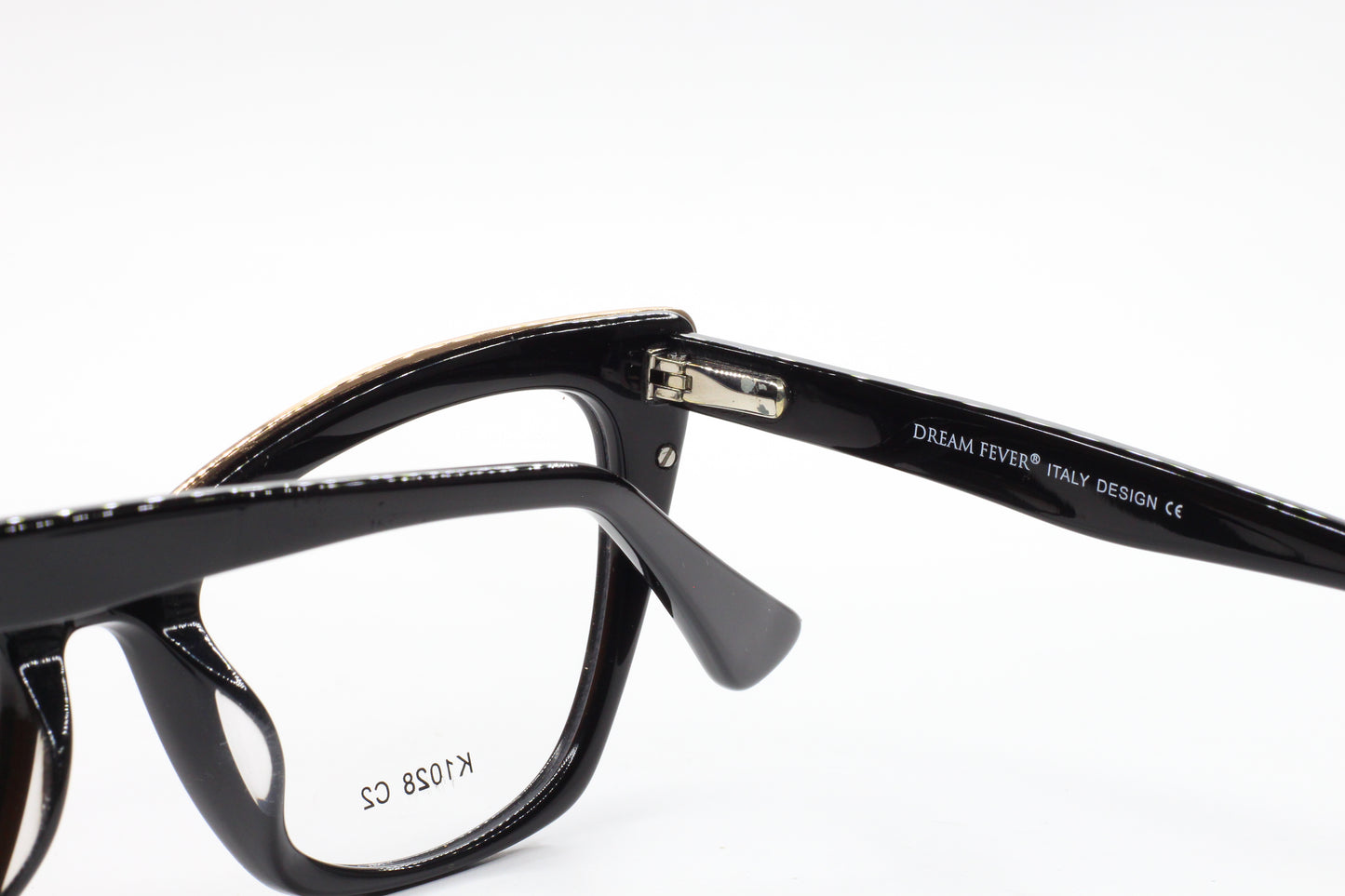 Dream Fever K1028 Black Cat Eye Acetate Designer Italy Eyeglasses -Wo