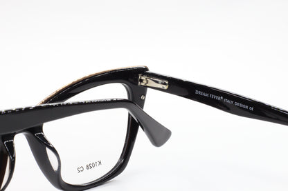 Dream Fever K1028 Black Cat Eye Acetate Designer Italy Eyeglasses -Wo