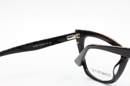 Dream Fever K1028 Black Cat Eye Acetate Designer Italy Eyeglasses -Wo