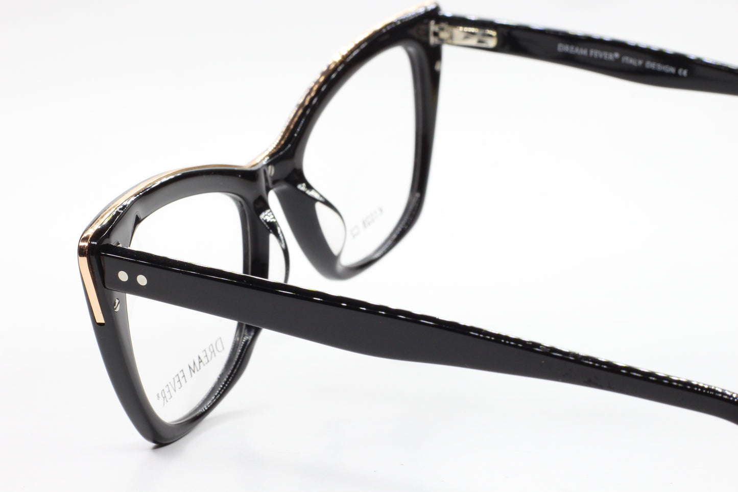 Dream Fever K1028 Black Cat Eye Acetate Designer Italy Eyeglasses -Wo