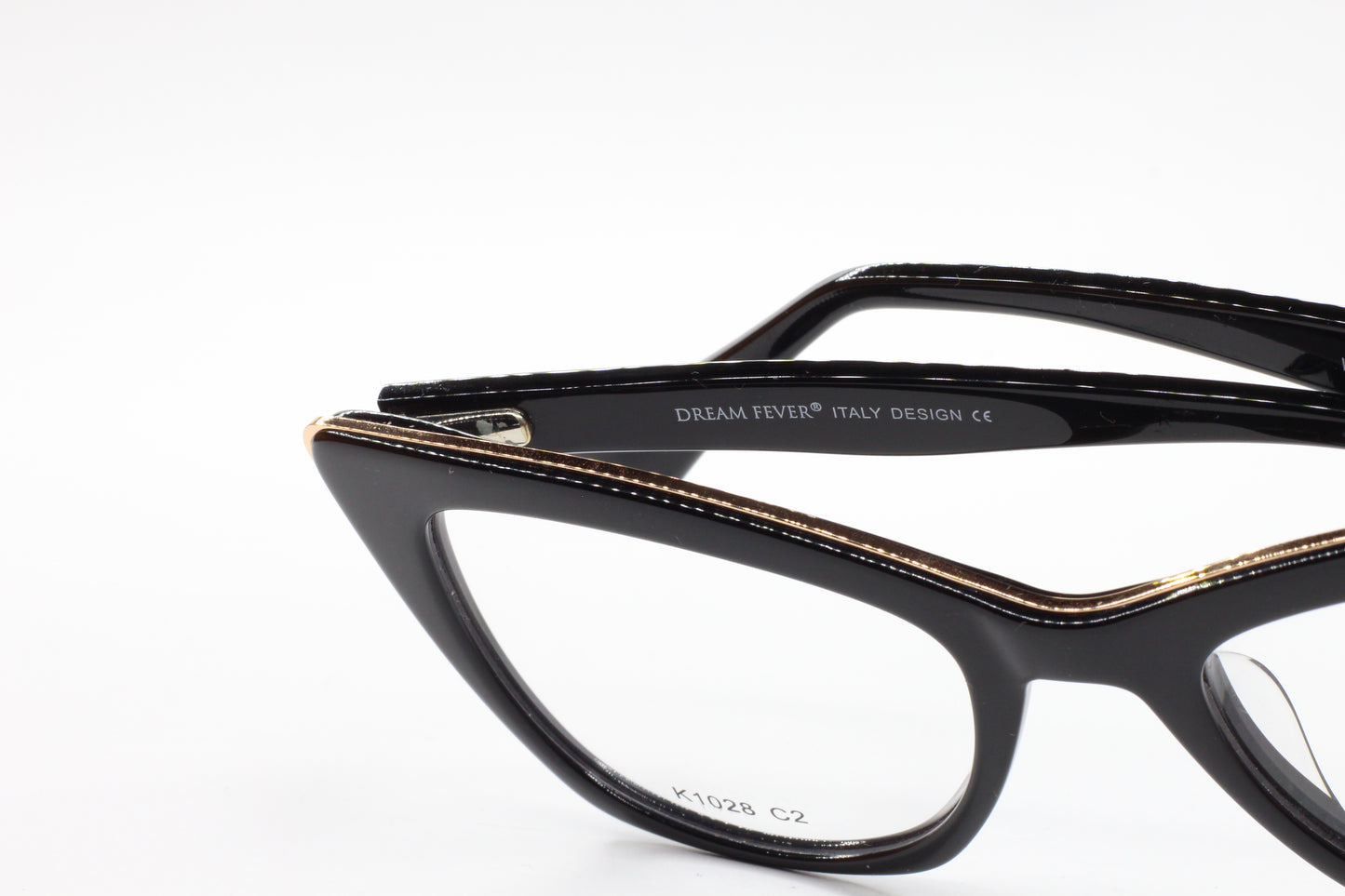Dream Fever K1028 Black Cat Eye Acetate Designer Italy Eyeglasses -Wo