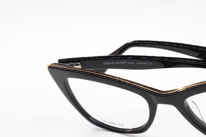 Dream Fever K1028 Black Cat Eye Acetate Designer Italy Eyeglasses -Wo