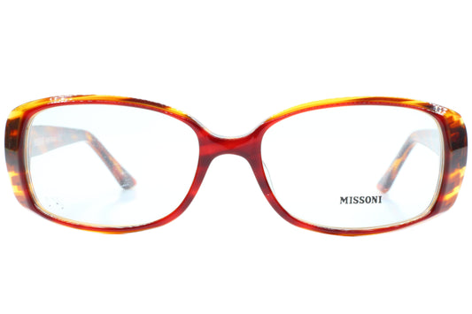 Tortoiseshell eyeglasses with 'Missoni' branding on a white background
