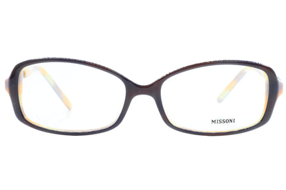 Eyeglasses with 'Missoni' branding on a white background