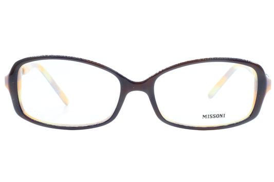 Eyeglasses with 'Missoni' branding on a white background