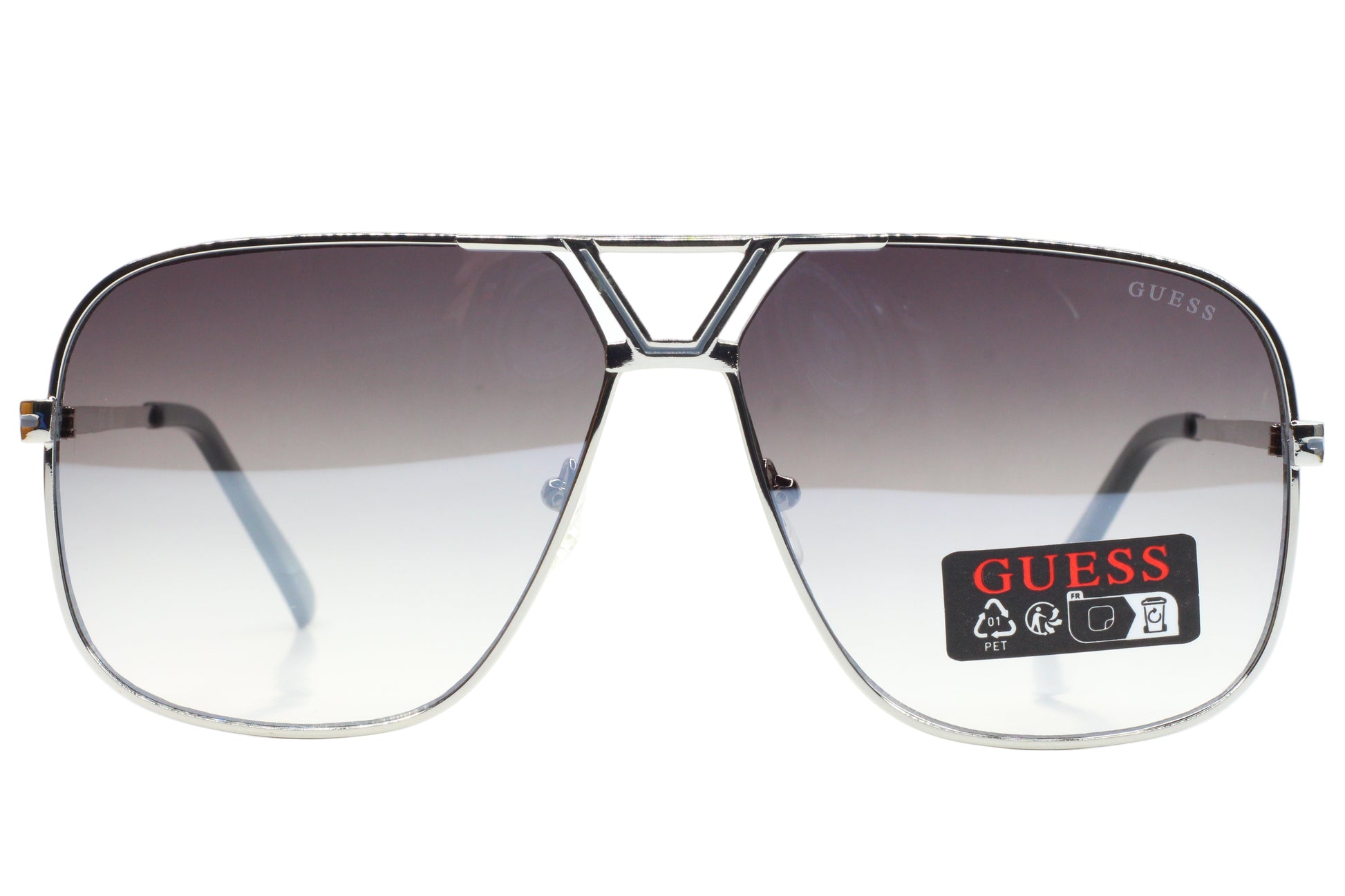 guess goggles Guess GO00066 10B Silver Flash Mirror Gradient Metal Luxury Italy Sunglasses -Ma