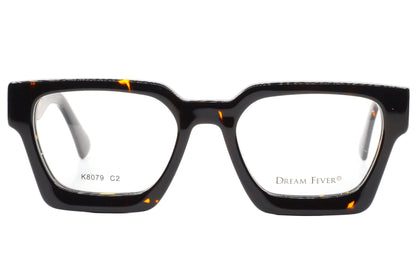 Black Dream Fever eyeglasses with tortoiseshell accents on a white background