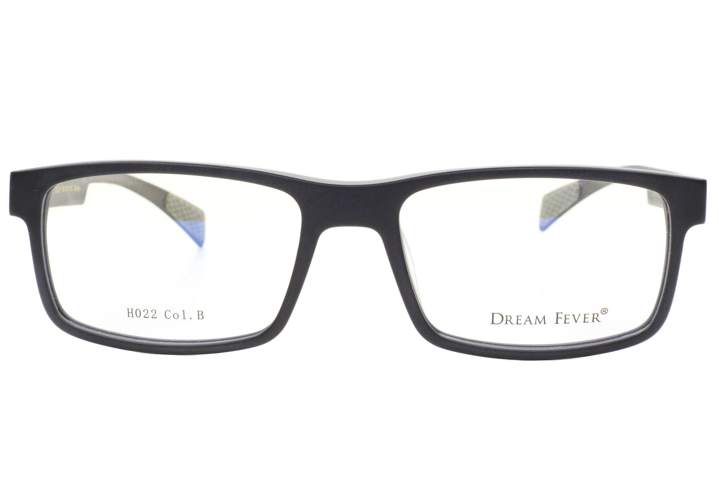 Black eyeglasses with 'Dream Fever' branding on a white background