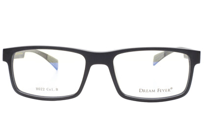 Black eyeglasses with 'Dream Fever' branding on a white background