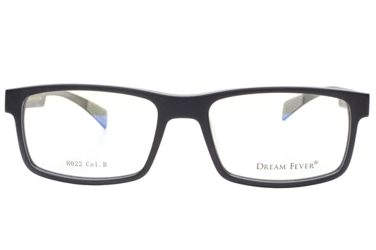 Black eyeglasses with 'Dream Fever' branding on a white background