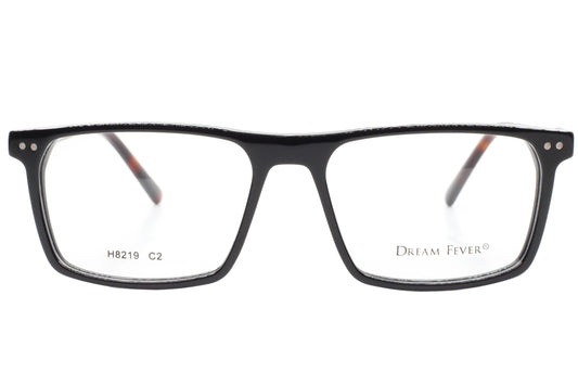 Black eyeglasses with 'Dream Fever' branding on a white background