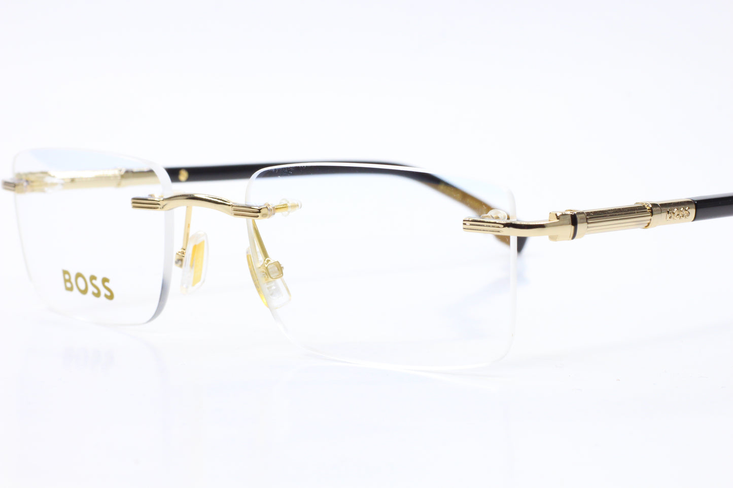 NEW Hugo Boss BOSS 1551/B Gold Black Metal Rimless Italy Luxury Eyeglasses 53mm