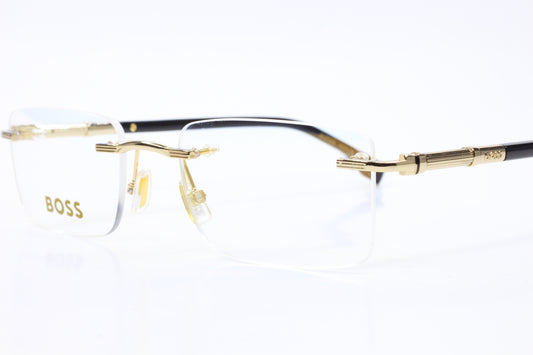 NEW Hugo Boss BOSS 1551/B Gold Black Metal Rimless Italy Luxury Eyeglasses 53mm