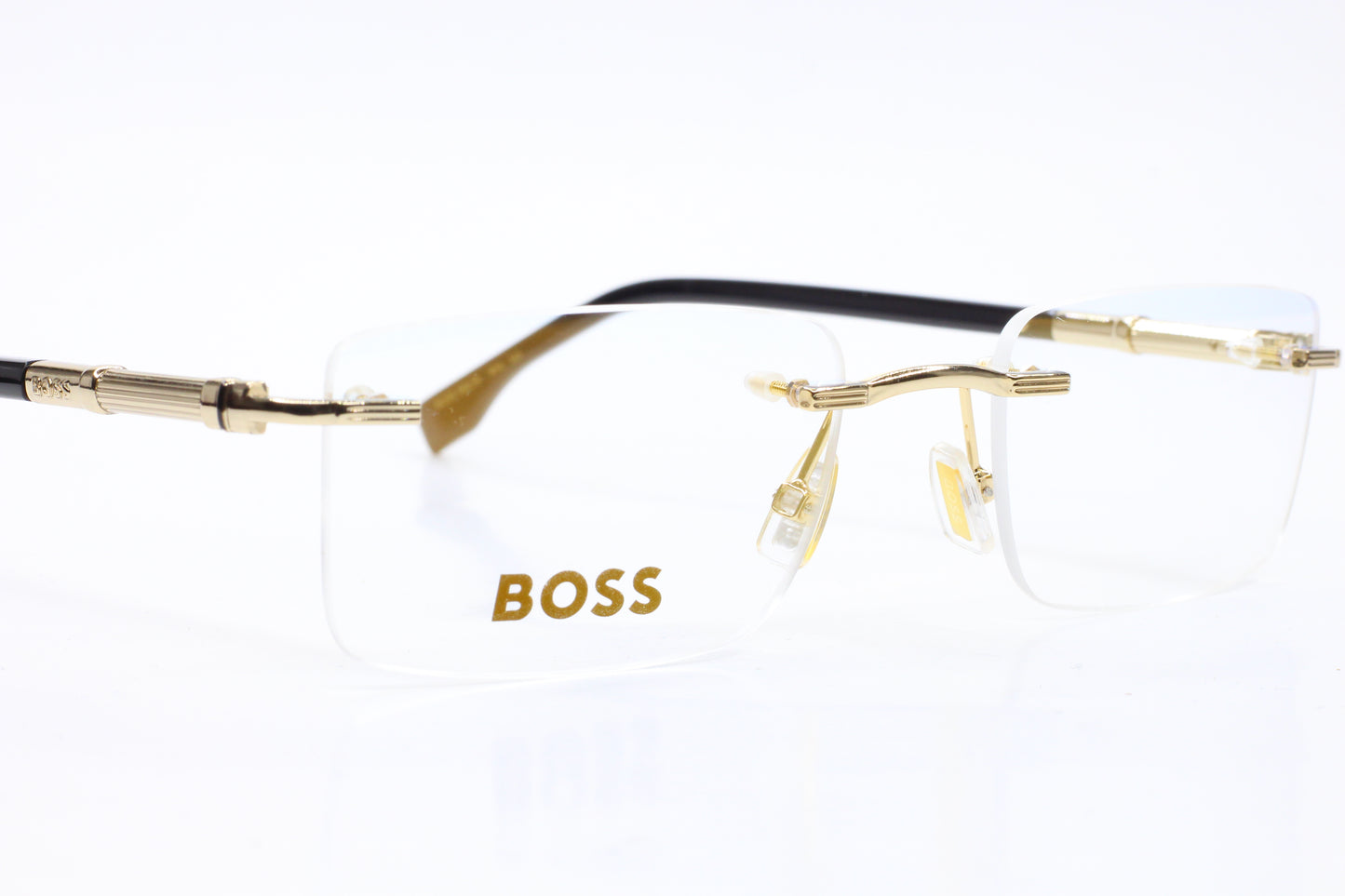 NEW Hugo Boss BOSS 1551/B Gold Black Metal Rimless Italy Luxury Eyeglasses 53mm