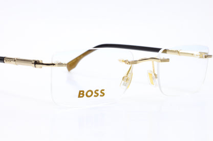 NEW Hugo Boss BOSS 1551/B Gold Black Metal Rimless Italy Luxury Eyeglasses 53mm