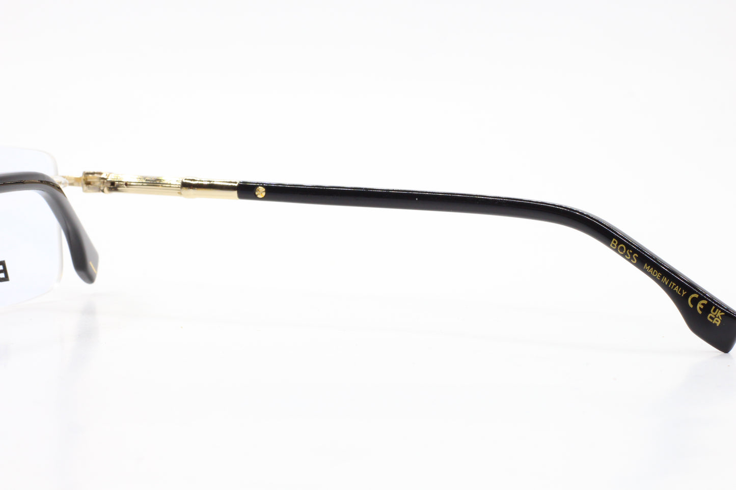 NEW Hugo Boss BOSS 1551/B Gold Black Metal Rimless Italy Luxury Eyeglasses 53mm