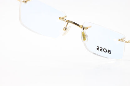 NEW Hugo Boss BOSS 1551/B Gold Black Metal Rimless Italy Luxury Eyeglasses 53mm