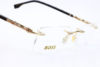 NEW Hugo Boss BOSS 1551/B Gold Black Metal Rimless Italy Luxury Eyeglasses 53mm