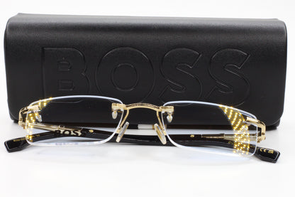 NEW Hugo Boss BOSS 1551/B Gold Black Metal Rimless Italy Luxury Eyeglasses 53mm
