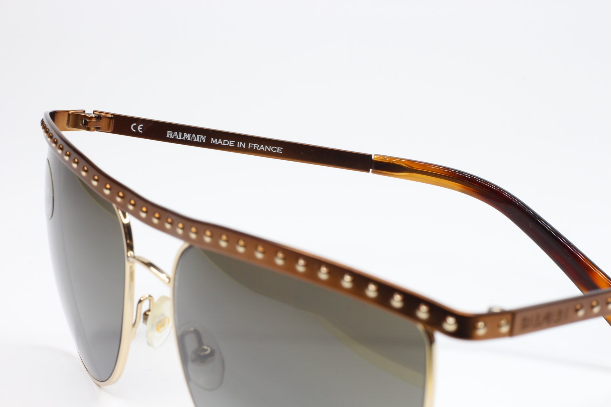 Balmain BL2000 02 Luxury Bronze Vintage Style Metal Studded Designer Sunglasses - Eyeglasses, Men, sunglasses, Women