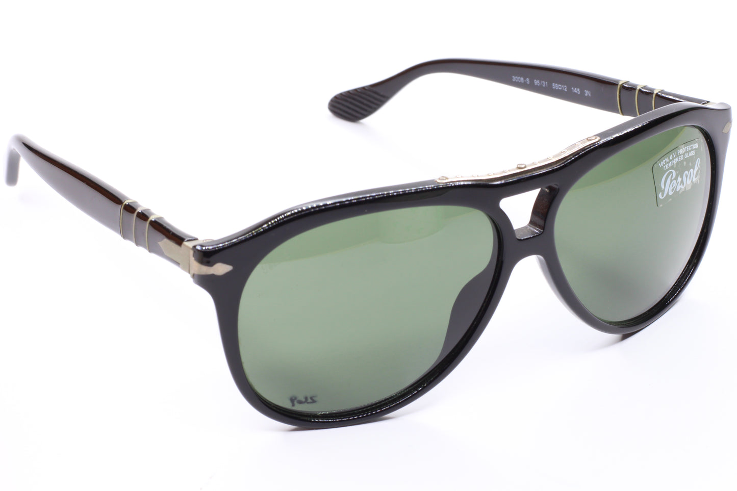Persol 3008-S 95/31 Authentic ROADSTER Black Silver Accents Luxury Sunglasses - Men, sunglasses, Women