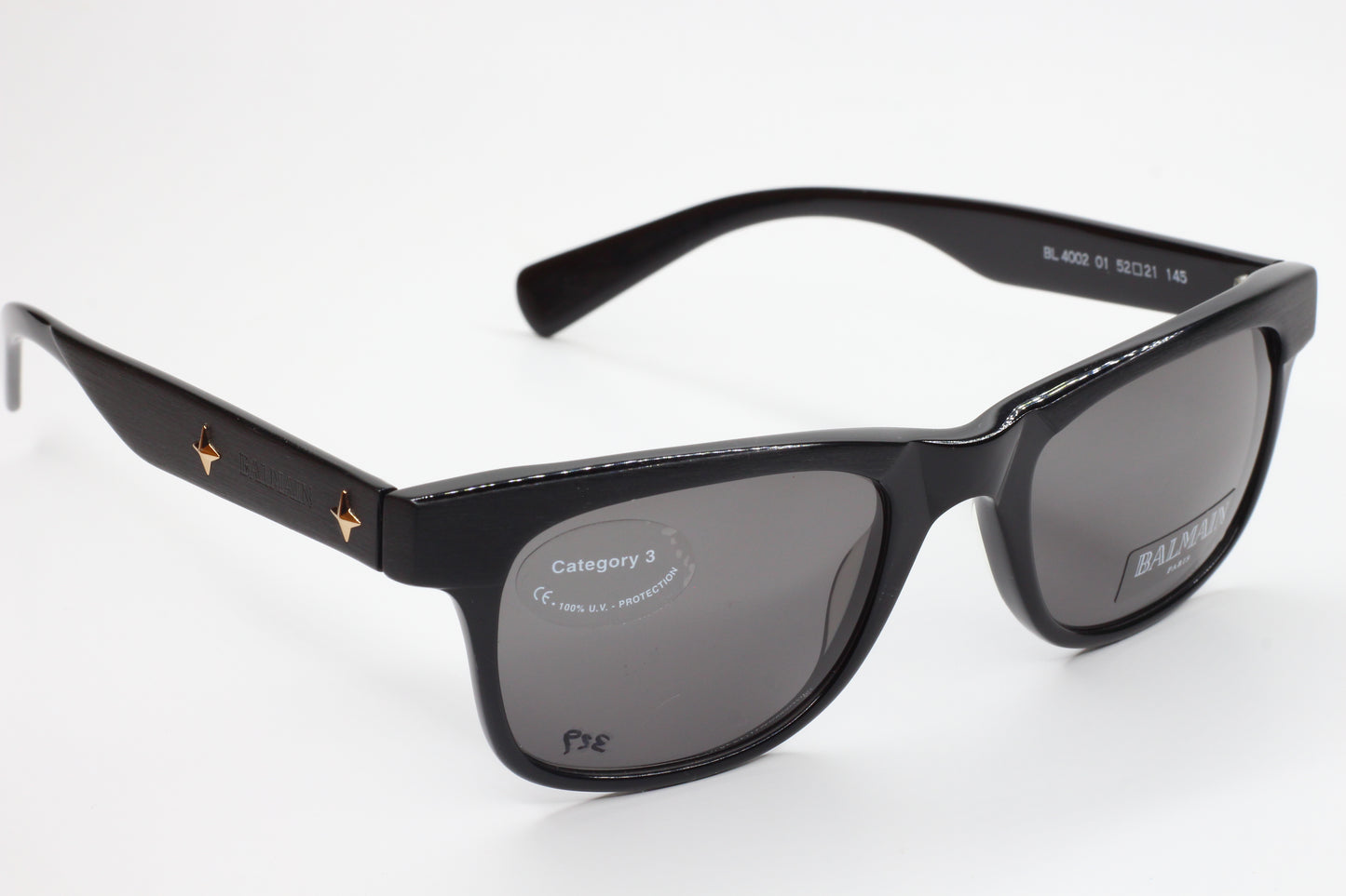 Balmain BL4002 01 Black Acetate Square UV Protection Luxury Sunglasses - Men, sunglasses