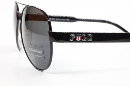 Polo Ralph Lauren PH3056 900387 Black Aviator Designer Sunglasses - sunglasses