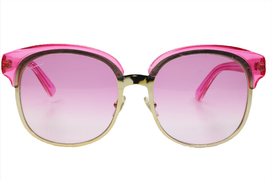 Gucci GG4241S Gold Frame Transparent Pink Gradient Luxury Sunglasses - sunglasses, Women