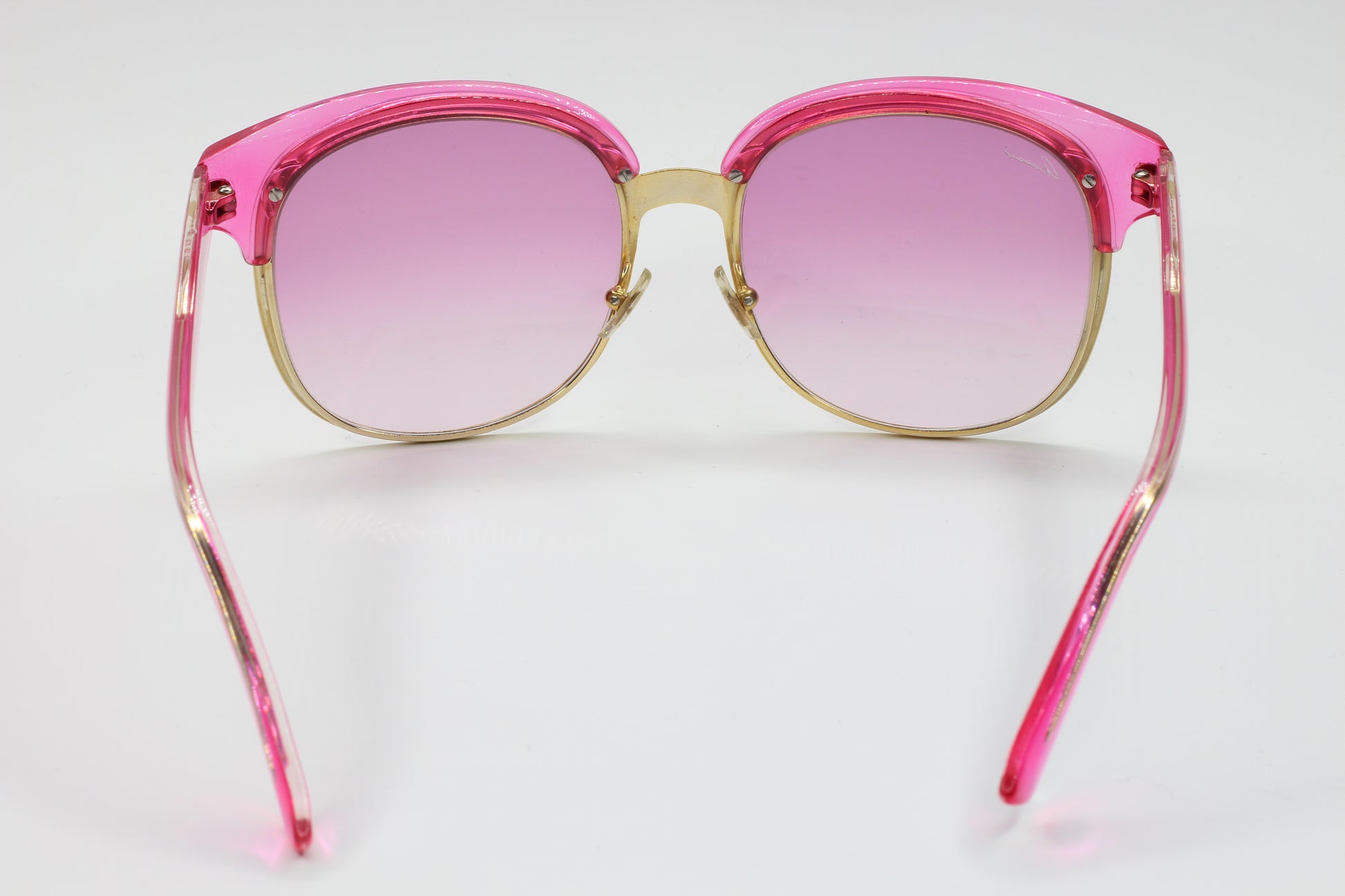 Gucci GG4241S Gold Frame Transparent Pink Gradient Luxury Sunglasses - sunglasses, Women