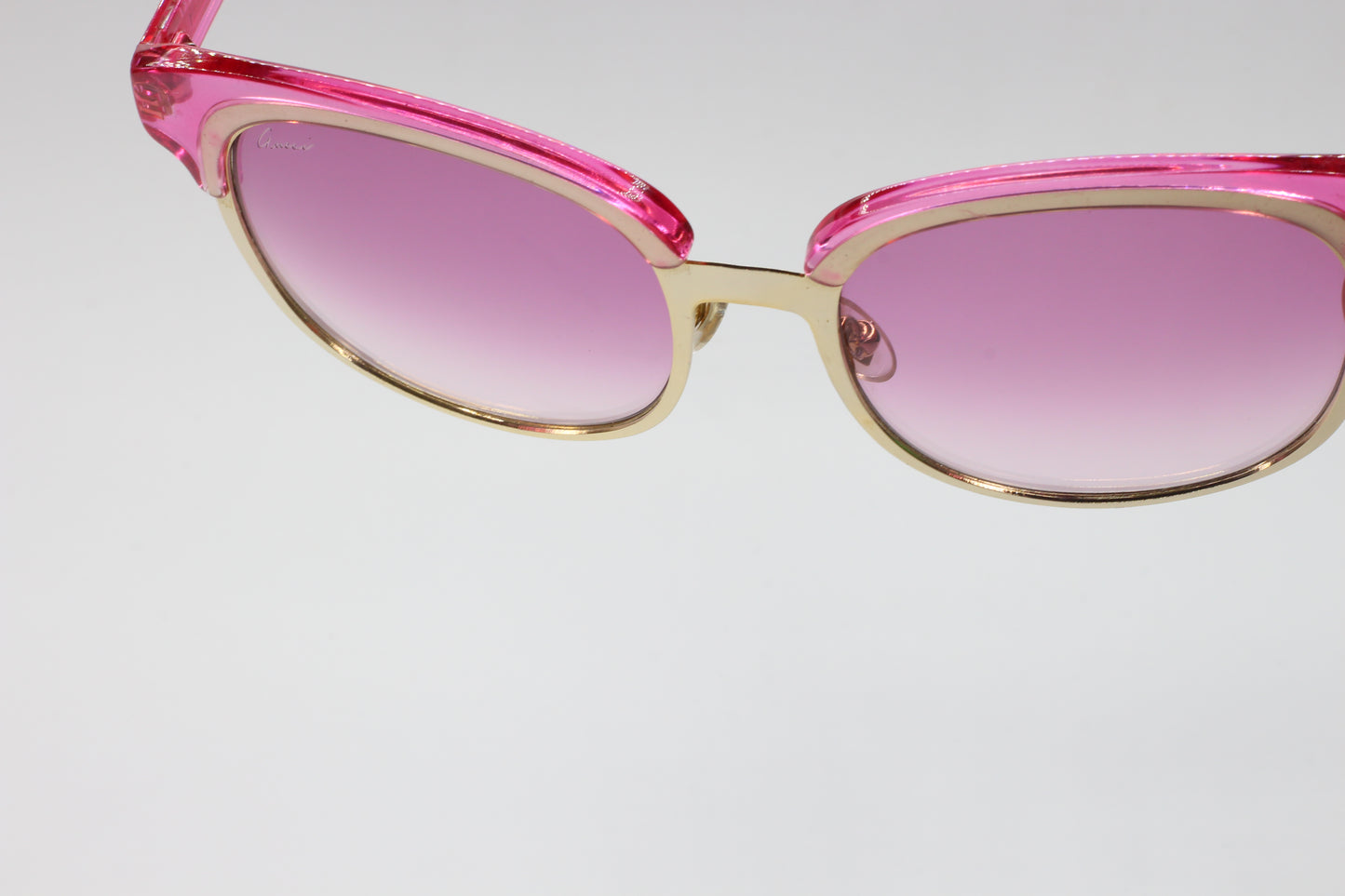 Gucci GG4241S Gold Frame Transparent Pink Gradient Luxury Sunglasses - sunglasses, Women