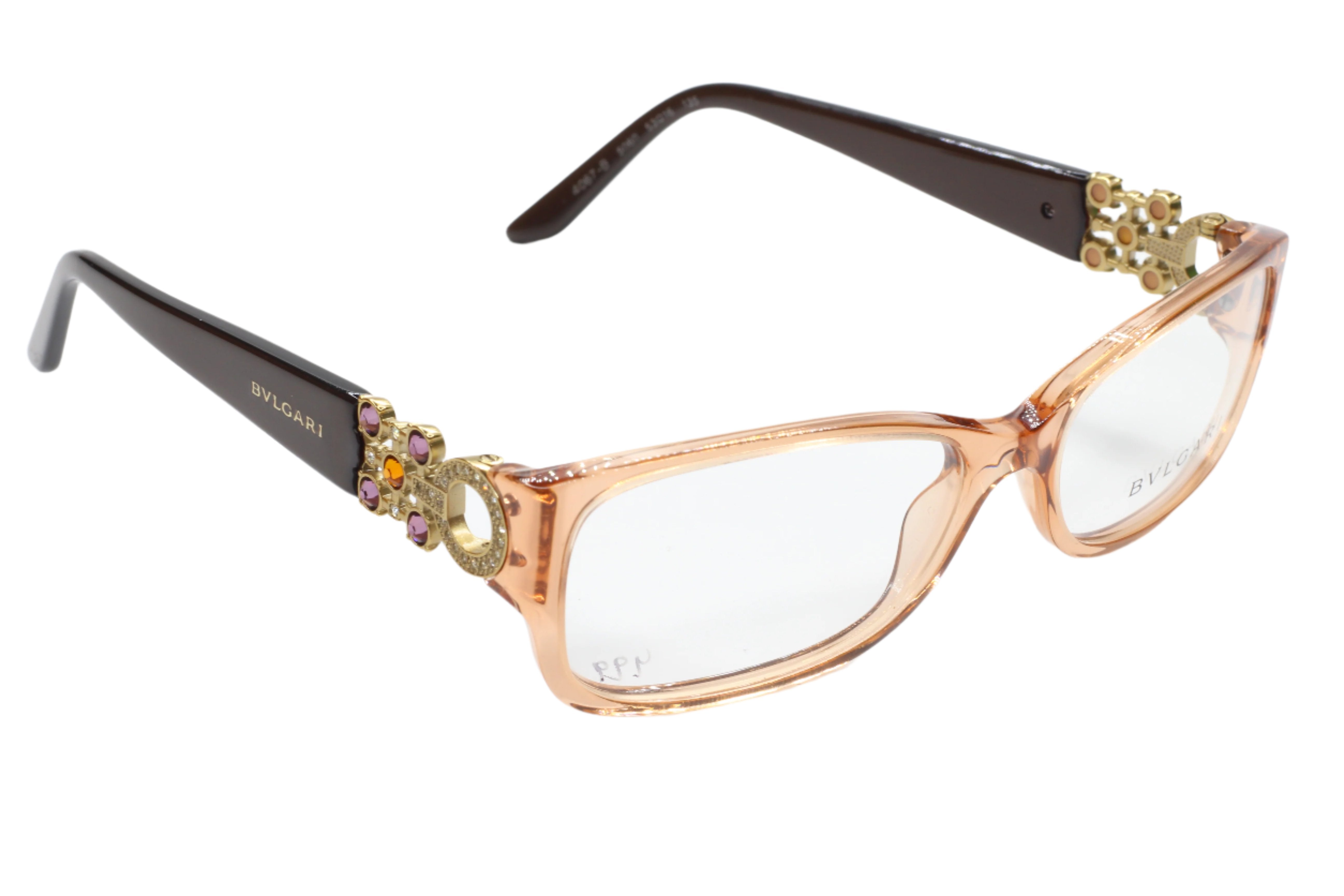 Bvlgari BV4067B 5060 Crystal Brown Swarovski Luxury Eyeglasses -Wo