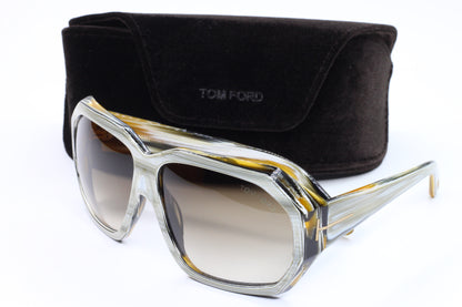 Tom Ford Elise TF266 62F Wood Effect Havana Brown Gradient Acetate Sunglasses - sunglasses, Women