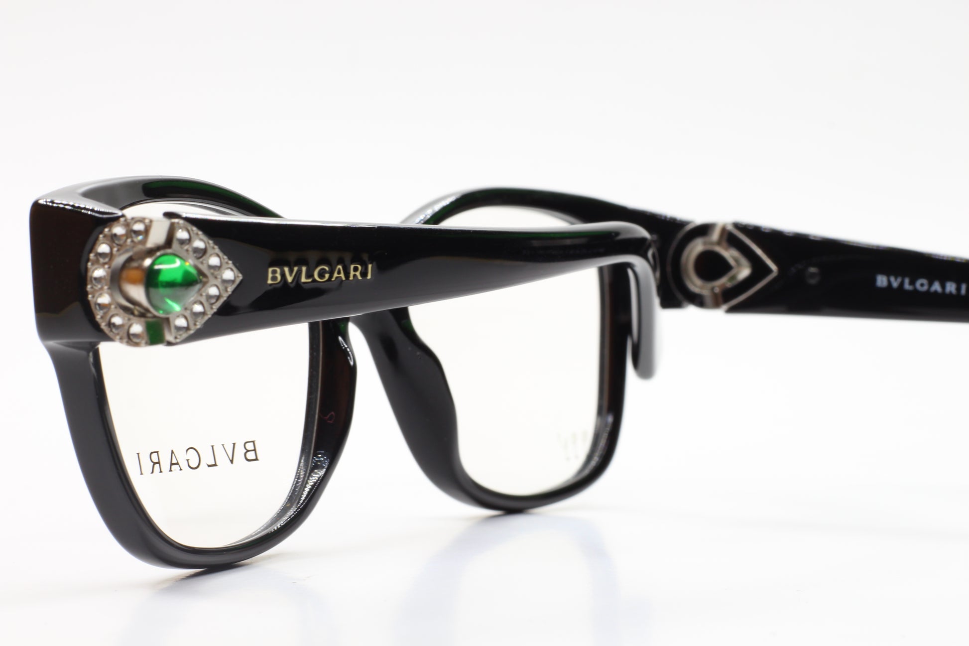 BVLGARI BV4074-B 501 51mm Black Emerald Green Jewel Eyeglasses - Eyeglasses, Women