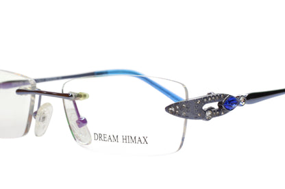 Dream Himax H330 C7 Silver Blue Rimless Luxury Eyeglasses Optical Frames ABC Optical Eyeglasses Women