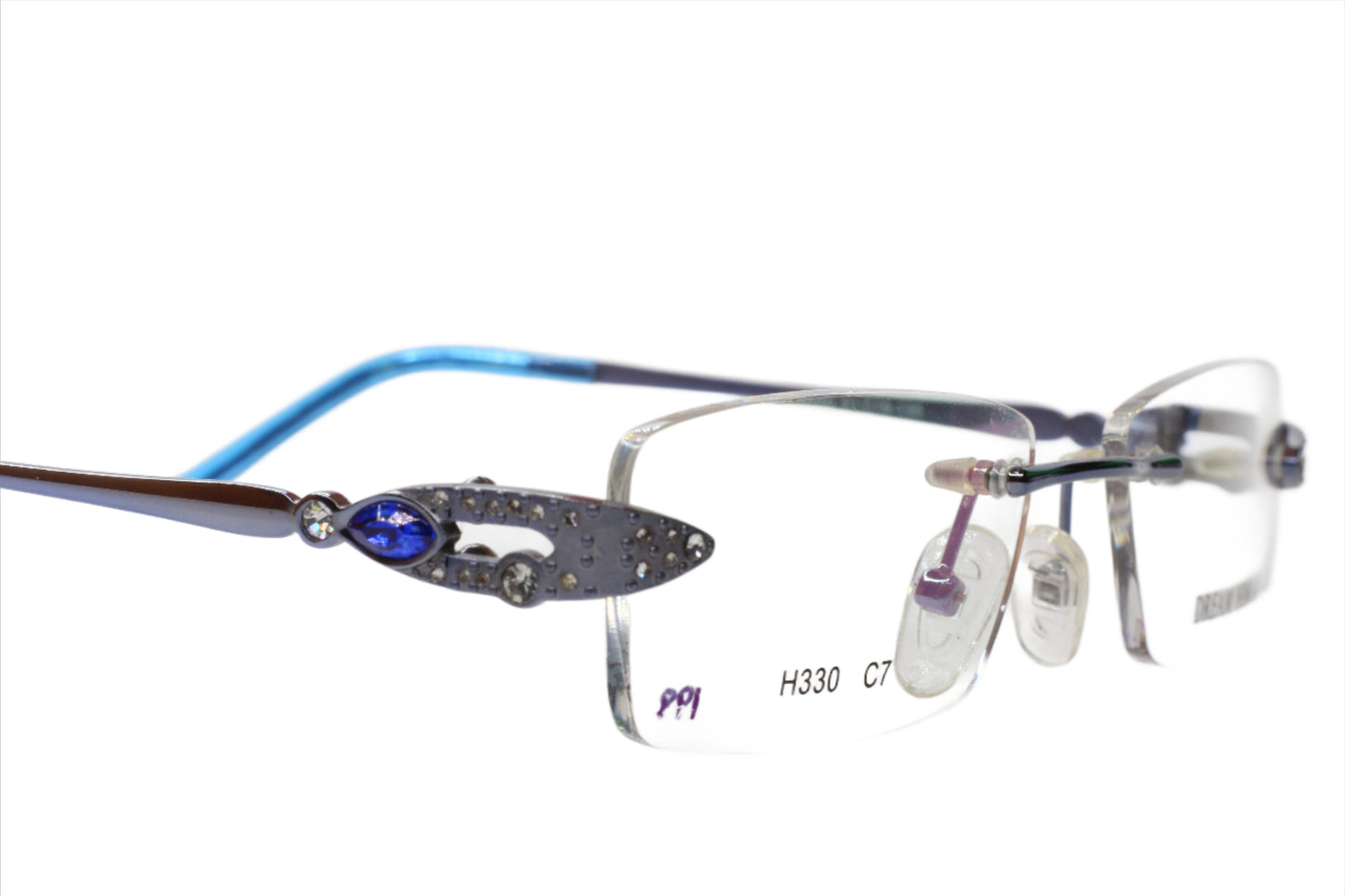 Dream Himax H330 C7 Silver Blue Rimless Luxury Eyeglasses Optical Frames ABC Optical Eyeglasses Women