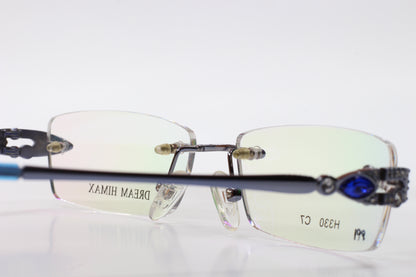 Dream Himax H330 C7 Silver Blue Rimless Luxury Eyeglasses Optical Frames ABC Optical Eyeglasses Women