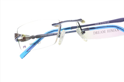 Dream Himax H330 C7 Silver Blue Rimless Luxury Eyeglasses Optical Frames ABC Optical Eyeglasses Women