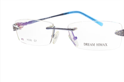 Dream Himax H330 C7 Silver Blue Rimless Luxury Eyeglasses Optical Frames ABC Optical Eyeglasses Women