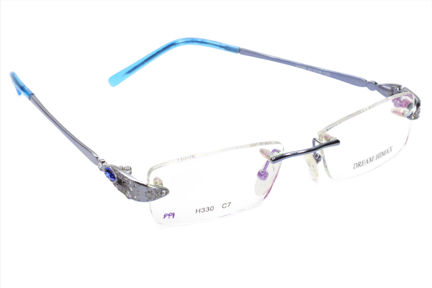 Dream Himax H330 C7 Silver Blue Rimless Luxury Eyeglasses Optical Frames ABC Optical Eyeglasses Women