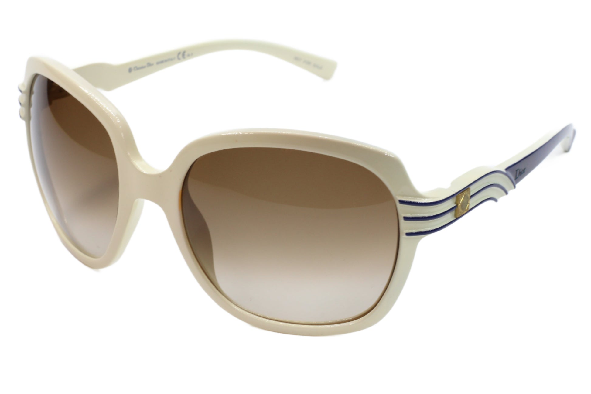 Christian Dior N5A81 White 'Zerline' Oversized Gold Logo Luxury Sunglasses - sunglasses, Women