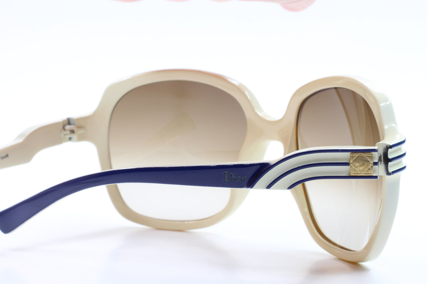 Christian Dior N5A81 White 'Zerline' Oversized Gold Logo Luxury Sunglasses - sunglasses, Women