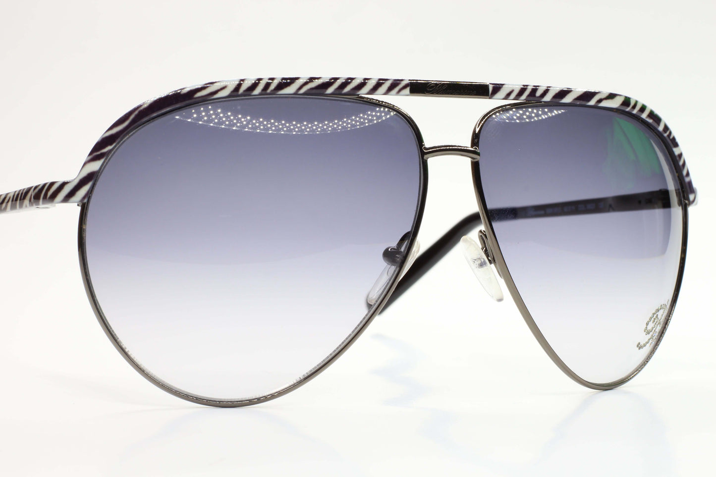 Blumarine SBM9512 08Q3 Zebra Aviator Gradient Blue Metal Luxury Sunglasses - sunglasses, Women