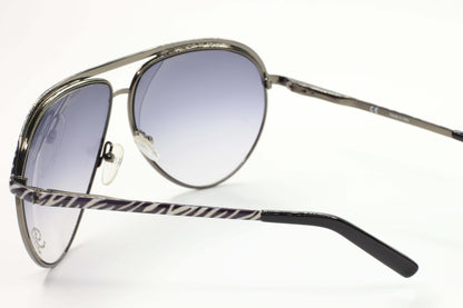 Blumarine SBM9512 08Q3 Zebra Aviator Gradient Blue Metal Luxury Sunglasses - sunglasses, Women