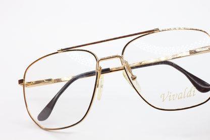 Vintage Vivaldi Gold Braun Metal Fashion Eyeglasses -Ma