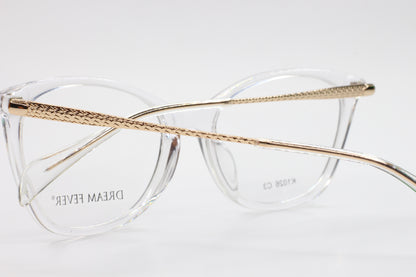 Dream Fever K1026 C3 Acetate Crystal Clear Gold Metal Eyeglasses - ABC Optical
